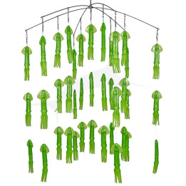Squidnation 9 Inch 6 Arm Stainless Steel Rubber Squid Dredge - Vert